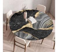 Odot Nappe Ronde Exterieur Elastique, Motif Marbre 3D Nappe Ronde Imperméable Anti Tache Couverture de Table avec Bord Élastique Nappes Rondes pour Décoration Fête Cuisine Jardin (Gris,150cm)