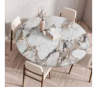 Odot Nappe Ronde Exterieur Elastique Nappe Ronde Imperméable Anti Tache Couverture de Table avec Bord Élastique Nappes Rondes pour Cuisine Jardin, Texture Marbrée (Brun,160cm)