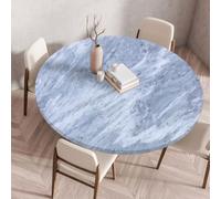 Odot Nappe Ronde Exterieur Elastique Nappe Ronde Imperméable Anti Tache Couverture de Table avec Bord Élastique Nappes Rondes pour Cuisine Jardin, Texture Marbrée (Bleu,160cm)