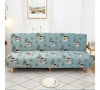 Odot Noël Multicolore Housse de Canapé sans Bras, Housse de Clic Clac élastique Canapé, Tout Couvert Housse de Canapé lit Universel, Housses de Canapé Ajustable Lavable (Bleu,L(190-230cm))