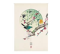 Odot Noren Rideau de Porte Long Coton et Lin, Rideau Demi-Porte Peinture à l'encre Chinois Style, Rideau de Séparation de Cuisine de Restaurant Tapisserie Décoration (85x90cm,Oiseau)