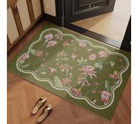 Odot Paillasson Exterieur Entree, 3D Forêt Verte Tapis Interieur Attrape-Poussière Antidérapant, Tapis Entree Interieur en Luffa PVC Lavable, Paillasson pour Porte Entrée, Patio (Vert 2,60x90cm)