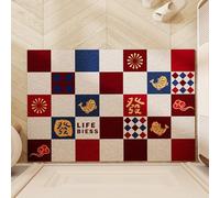 Odot Paillasson Exterieur Entree, Lucky Puzzle Tapis Interieur Attrape-Poussière Antidérapant, Tapis Entree Interieur en Luffa PVC Lavable, Paillasson pour Porte Entrée, Jardin (Bleu,60x90cm)