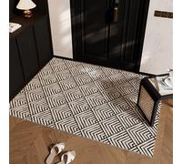Odot Paillasson Exterieur Entree, Motif Géométrique Beige Tapis Interieur Attrape-Poussière Antidérapant, Tapis Entree Interieur en Luffa PVC, Paillasson pour Porte Entrée, Patio (Beige 6,100x120cm)