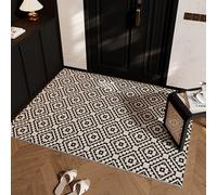 Odot Paillasson Exterieur Entree, Motif Géométrique Beige Tapis Interieur Attrape-Poussière Antidérapant, Tapis Entree Interieur en Luffa PVC, Paillasson pour Porte Entrée, Patio (Beige 4,80x120cm)