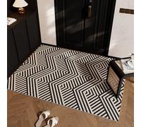 Odot Paillasson Exterieur Entree, Motif Géométrique Beige Tapis Interieur Attrape-Poussière Antidérapant, Tapis Entree Interieur en Luffa PVC, Paillasson pour Porte Entrée, Patio (Beige 5,90x120cm)