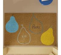 Odot Paillasson Exterieur Entree, Motif Poire et Pomme Tapis Interieur Attrape-Poussière Antidérapant, Tapis Entree Interieur en Luffa PVC, Paillasson pour Porte Entrée, Patio (Marron,50x80cm)