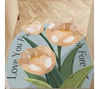 Odot Paillasson Exterieur Entree, Motif Tulipe élégant Tapis Interieur Attrape-Poussière Antidérapant, Tapis Entree Interieur en Luffa PVC, Paillasson pour Porte Entrée, Patio (Bleu 1,60x90cm)