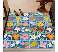 Odot Paillasson Exterieur Entree,Peinture à l'huile de Fleurs Tapis Interieur Attrape-Poussière Antidérapant,Tapis Entree Interieur en Luffa PVC,Paillasson pour Porte Entrée (Bleu 2,40x60cm)