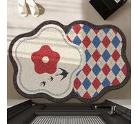 Odot Paillasson Exterieur Entree,Tapis Entree Interieur en Luffa PVC,Fleurs de Style Chinois Moderne Tapis Interieur Attrape-Poussière Antidérapant,Paillasson pour Porte Entrée (Rouge,100x120cm)