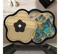 Odot Paillasson Exterieur Entree,Tapis Entree Interieur en Luffa PVC,Fleurs de Style Chinois Moderne Tapis Interieur Attrape-Poussière Antidérapant,Paillasson pour Porte Entrée (Marron,50x80cm)