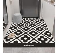 Odot Paillasson Exterieur Entree,Tapis Entree Interieur en Luffa PVC,Impression Noire Française Tapis Interieur Attrape-Poussière Antidérapant,Paillasson pour Porte Entrée (Fleur 2,40x60cm)
