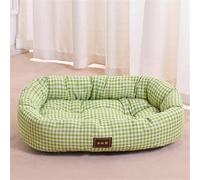 Odot Panier Chien Dehoussable Lavable, Motif à Carreaux Lit Orthopédique pour Chat Chien, Rectangle Antidérapant Coussin Doux pour Animaux de Compagnie Dorme à l'intérieur (Vert Fruit,L)