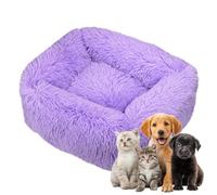 Odot Panier Chien en Peluche Moelleux Rectangle Lit pour Chat Chien, Coussin Chaud et Confortable pour Animaux de Compagnie, Petit, Moyen, Lavable avec Fond Antidérapant (Violet,L / 80x65cm)