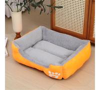 Odot Panier Chien Lavable, Lit pour Chat Chien Rectangle Confortable Fond Antidérapant Coussin Peluche Doux et Moelleux pour Animaux de Compagnie Dorme à l'intérieur en Hiver (Orange,S)