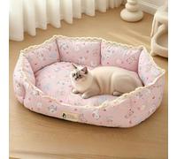 Odot Panier Chien Petit/Moyen/Grande, Panier Chat Lavable Rectangle Coussin Lit pour Chat Chien avec Fond Antidérapant, Chaud et Confortable, pour Animaux de Compagnie (Rose,XL 70X50cm)