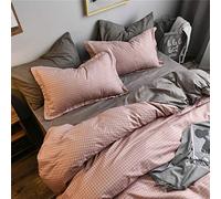 Odot Parure de lit 2 Personnes 3 Pièces Simple Housse de Couette Taies d'oreillers Microfibre Confortable Adulte Enfant Garçons Filles Literie Chambre Single King Size (180x220cm,Plaid Rose)