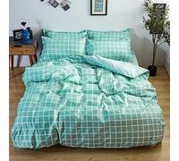 Odot Parure de Lit 4 Pieces 2 Personnes, Imprimé Géométrique Housse de Couette, Drap de Lit et Taie d'oreiller Microfibre en Tissu Doux Respirant pour Adulte Filles (220×240cm,Treillis)