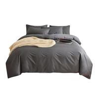 Odot Parure de Lit 4 Pieces, Couleur Unie Ensemble de Literie avec Housses de Couettes, Drap Plat et Taies D'oreillers, Set de Housse de Couette pour 1~2 Personnes (Gris foncé,150x200cm)