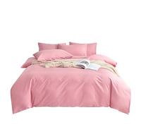 Odot Parure de Lit 4 Pieces, Couleur Unie Ensemble de Literie avec Housses de Couettes, Drap Plat et Taies D'oreillers, Set de Housse de Couette pour 1~2 Personnes (Rose,200x230cm)