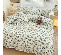 Odot Parure de Lit 4 Pieces, Ensemble de Literie avec Housses de Couettes, Drap Plat et Taies D'oreillers, Set de Housse de Couette pour 1~2 Personnes (220x240cm,Myrtille)