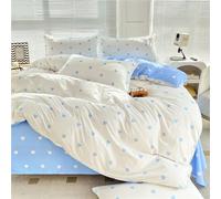 Odot Parure de Lit 4 Pieces Imprimé Coeur d'amour, Ensemble de Literie/Set de Housse de Couette avec Housses de Couettes, Drap Plat et Taies D'oreillers (220x240cm,Coeur d'amour Bleu)