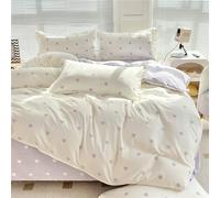 Odot Parure de Lit 4 Pieces Imprimé Coeur d'amour, Ensemble de Literie/Set de Housse de Couette avec Housses de Couettes, Drap Plat et Taies D'oreillers (180x220cm,Coeur d'amour Violet)