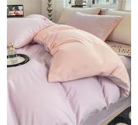 Odot Parure de Lit 4 Pieces Style Correspondance de Couleurs, Ensemble de Literie avec Housses de Couettes, Drap Plat et Taies D'oreillers, Set de Housse de Couette (150x200cm,Violet Clair + Rose)