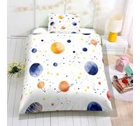 Odot Parure de Lit Enfant Fille Garcon, Ensemble de Literie Enfant avec 1 Housse de Couette + 1 Taie d'oreiller, Ensemble Parure de Lit Motif Planète Dessin Animé 3D (Planète A,150x200cm)