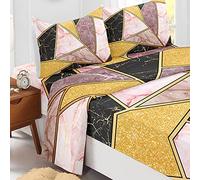 Odot Parure Drap Housse, Drap Plat et Taie d'oreiller 51x75cm - Motif Marbre Draps Housses Microfibre avec Bonnet 40cm, pour Adultes Enfant, Lit 1~2 Personnes (155x205cm-4 Pieces,Rose)