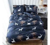 Odot Parures de Lit Animal Impression, 4 Pieces Microfibre Doux Respirant 1 Housse de Couette et 1 Drap de Lit et 2 Taies d'oreiller 2 Personnes Adulte/Ado/Enfant/Fille (220 * 240cm,Sika Deer)