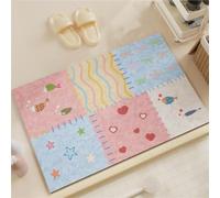 Odot Patchwork de Dessins Animés Tapis Salle de Bain Diatomite (Rose,60x90cm)