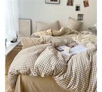 Odot Plaid Rayures Parure de Lit 4 Pieces, Ensemble de Literie avec Housses de Couettes, Drap Housse et Taies D'oreillers, Set de Housse de Couette (Drap Housse 180x200cm,Style Simple)