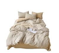 Odot Plaid Rayures Parure de Lit 4 Pieces, Ensemble de Literie avec Housses de Couettes, Drap Plat et Taies D'oreillers, Set de Housse de Couette pour 1~2 Personnes (150x200cm,Style Simple)