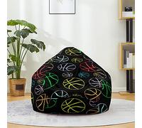 Odot Pouf Poire sans Remplissage, 3D Basket-Ball Impression Pouf,Pouf Salon Chambre pour Adolescente und Adulte, Doux et Confortable Fauteuil Pouf, Polyvalent Housse Pouf Poire (XL,Noir)