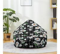 Odot Pouf Poire sans Remplissage Impression Marguerite Pouf,Pouf Salon Chambre pour Adolescente und Adulte, Doux Fauteuil Pouf, Polyvalent Housse Pouf Poire (M(80x90cm),Noir)