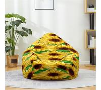 Odot Pouf Poire sans Remplissage, Motif Tournesol Housse de Pouf Salon Chambre, Portable pour Fauteuil Poire Déco, Doux Confortable Fauteuil Housse Poire (Jaune 2,M(80x90cm))