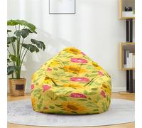 Odot Pouf Poire sans Remplissage, Motif Tournesol Housse de Pouf Salon Chambre, Portable pour Fauteuil Poire Déco, Doux Confortable Fauteuil Housse Poire (Jaune 3,S(70x80cm))