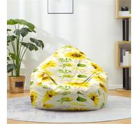 Odot Pouf Poire sans Remplissage, Motif Tournesol Housse de Pouf Salon Chambre, Portable pour Fauteuil Poire Déco, Doux Confortable Fauteuil Housse Poire (Jaune 1,L(90x110cm))