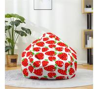 Odot Pouf Poire sans Remplissage, Série de Fruits Pouf,Pouf Salon Chambre pour Adolescente und Adulte, Doux et Confortable Fauteuil Pouf, Polyvalent Housse Pouf Poire (des Fraises,M(80x90cm))