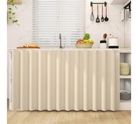 Odot Rideau Cuisine Court Anti-Poussière Avancée, Auto-adhésif Rideaux Couleur Unie Courts sans Perçage Rideau Fenetre Petit Occultant, pour Armoire, Cuisine, sous Évier (Beige,140x60cm)