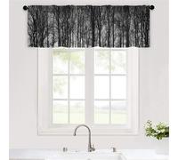 Odot Rideau de Cuisine Court, 3D Imprimé Forêt Rideaux Brise Bise Cuisine 1 Panneaux Rideaux Demi Fenetre Moderne Décoration de Maison pour Petie Fenetre Chambre Salon Evier (Gris,W120xH45cm)