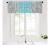 Odot Rideau de Cuisine Court, 3D Motif Mandala Rideaux Brise Bise Cuisine 1 Panneaux Rideaux Demi Fenetre Moderne Décoration de Maison pour Petie Fenetre Chambre Salon Evier (Aqua,W132xH45cm)