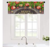 Odot Rideau de Cuisine Court, 3D Noël Classique Rideaux Brise Bise Cuisine 1 Panneaux Rideaux Demi Fenetre Moderne Décoration de Maison pour Petie Fenetre Chambre Salon Evier (Noël,W120xH60cm)