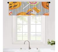 Odot Rideau de Cuisine Court, Citrouilles Multicolores Rideaux Brise Bise Cuisine 1 Panneaux Rideaux Demi Fenetre Moderne Décoration de Maison pour Petie Fenetre Chambre Evier (Gris,W140xH60cm)