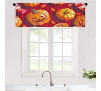 Odot Rideau de Cuisine Court, Citrouilles Multicolores Rideaux Brise Bise Cuisine 1 Panneaux Rideaux Demi Fenetre Moderne Décoration de Maison pour Petie Fenetre Chambre Evier (Rouge,W120xH45cm)