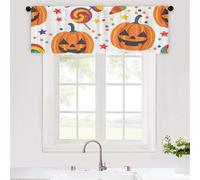 Odot Rideau de Cuisine Court, Citrouilles Multicolores Rideaux Brise Bise Cuisine 1 Panneaux Rideaux Demi Fenetre Moderne Décoration de Maison pour Petie Fenetre Chambre Evier (Blanc,W120xH45cm)