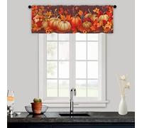 Odot Rideau de Cuisine Court, Fête Moissons Motif 3D Rideaux Brise Bise Cuisine 1 Panneaux avec Passe Tringle Rideaux Demi Fenetre Moderne Décoration de Maison (Automne,45x230cm)