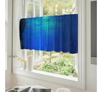 Odot Rideau de Cuisine Court, Impression du Monde Océanique Non Rideaux Brise Bise Cuisine Demi Transparent, Rideaux Demi avec Passe Tringle, Décoration de Maison (Bleu,L140xH60cm)