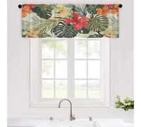 Odot Rideau de Cuisine Court, Plantes Tropicales Rideaux Brise Bise Cuisine 1 Panneaux Rideaux Demi Fenetre Moderne Décoration de Maison pour Petie Fenetre Chambre Salon Evier (Vert 7,W137xH45cm)